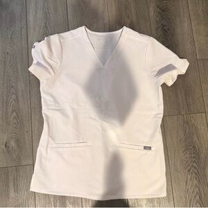 Figs Classic White V-Neck Scrub Top